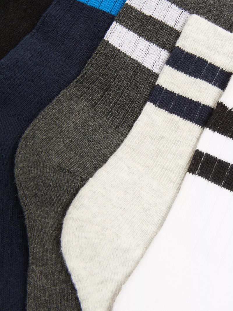 John Lewis kids sport socks blue multi stripe pack of 5 - British product