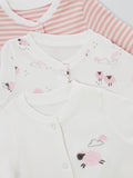 John Lewis Baby Sheep Long Sleeve Sleepsuits Pink, UK version