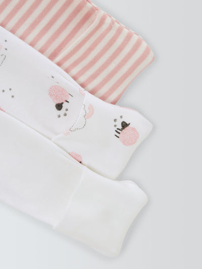 John Lewis Baby Sau Langermet Soveromsdrakt Rosa Pakke med 3