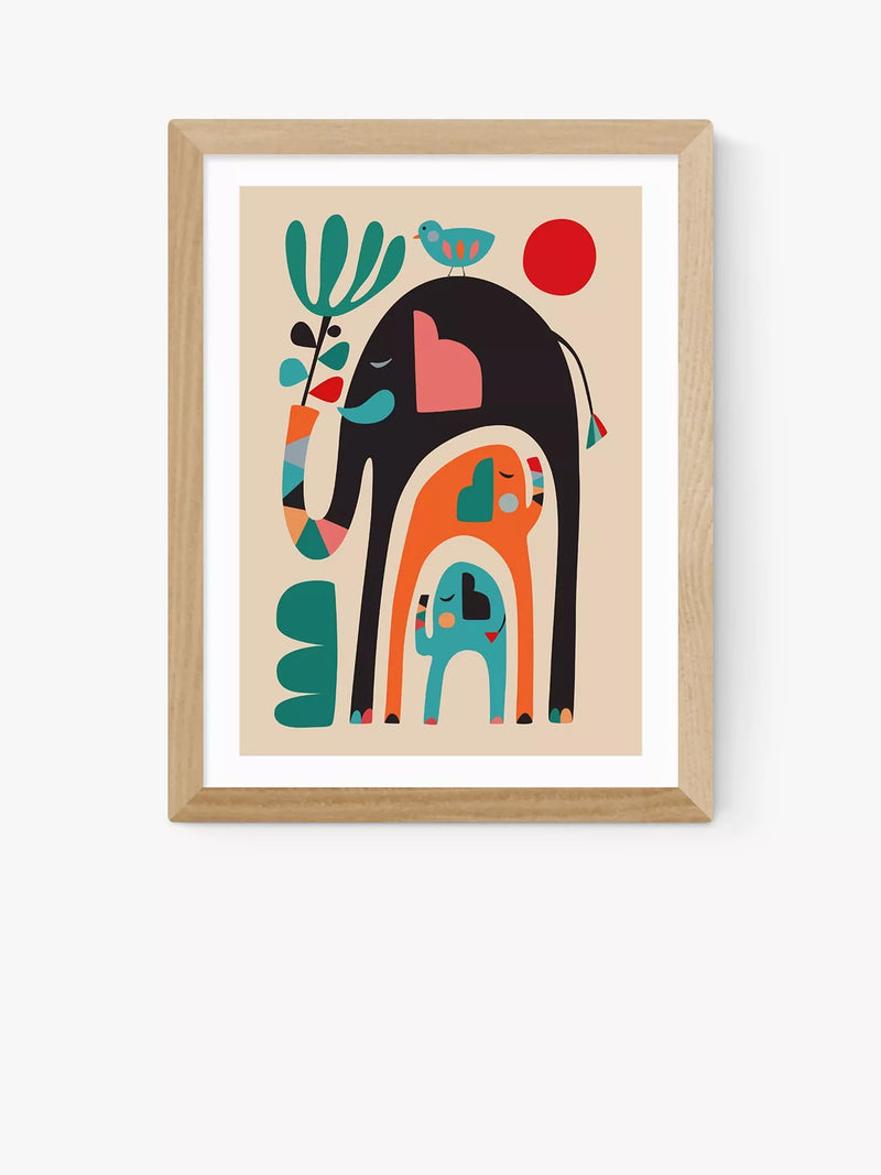 EAST END PRINTS Rachel Lee 'Three Elephants' framed print - British product