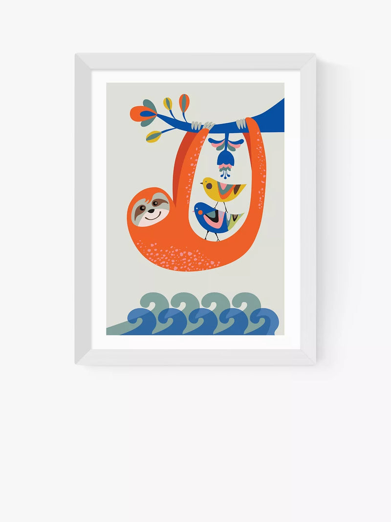 EAST END PRINTS Rachel Lee Sloth Framed Print, 60x80cm