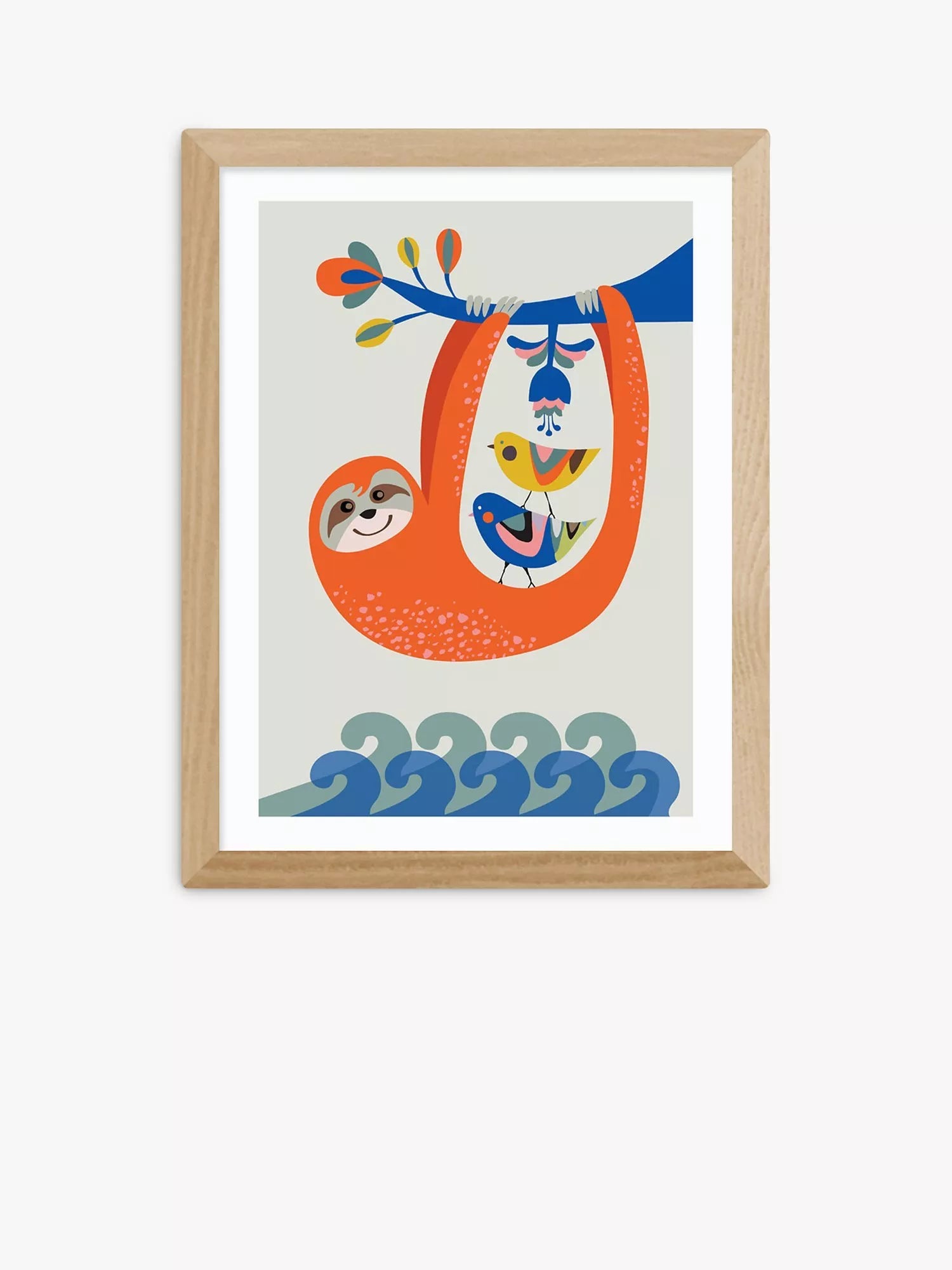 EAST END PRINTS Rachel Lee Sloth Framed Print, 60x80cm