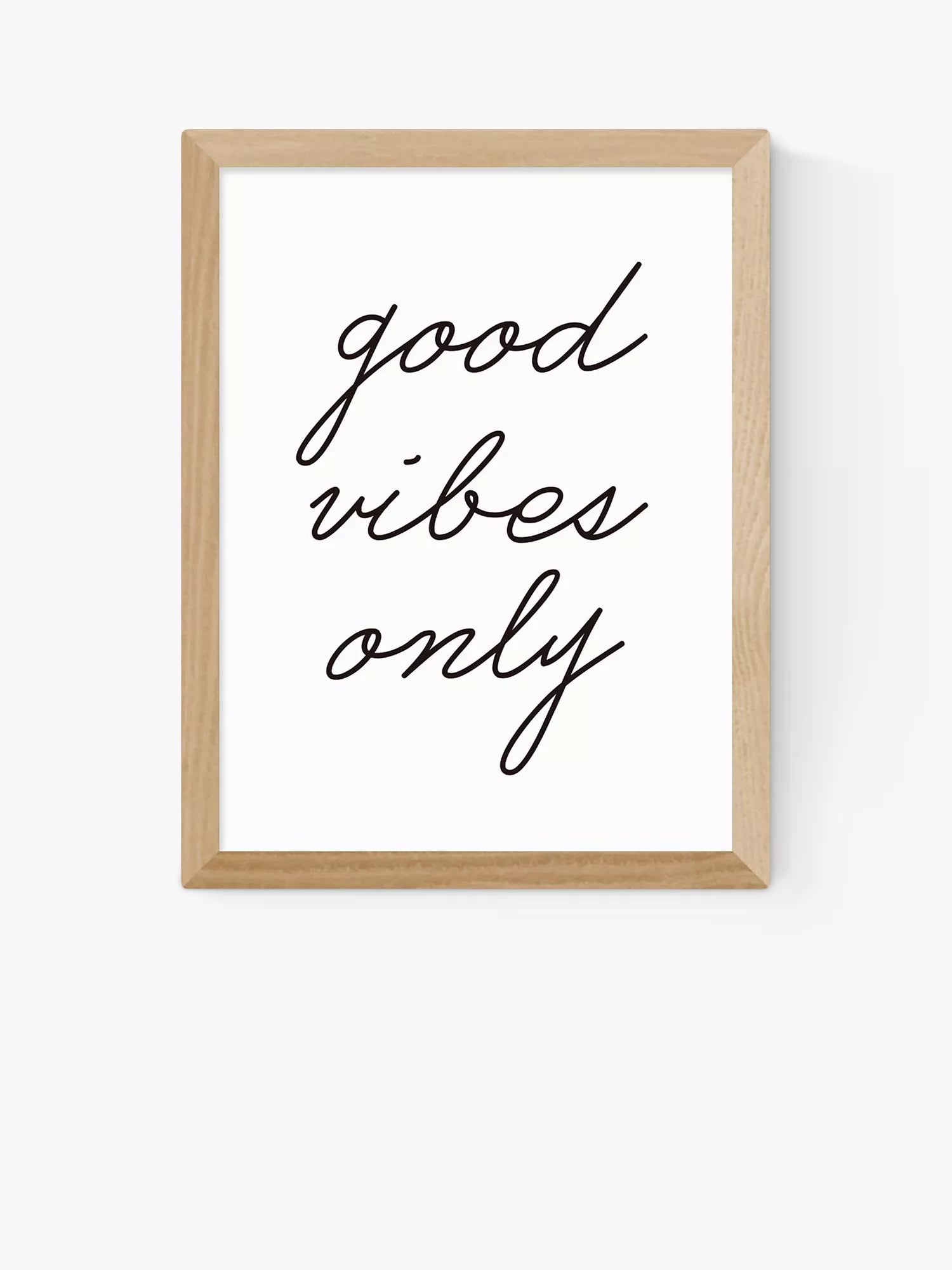 EAST END PRINTS Rafael Farias 'Good Vibes Only' Framed Print - Oak Frame 43.4 x 33.4cm