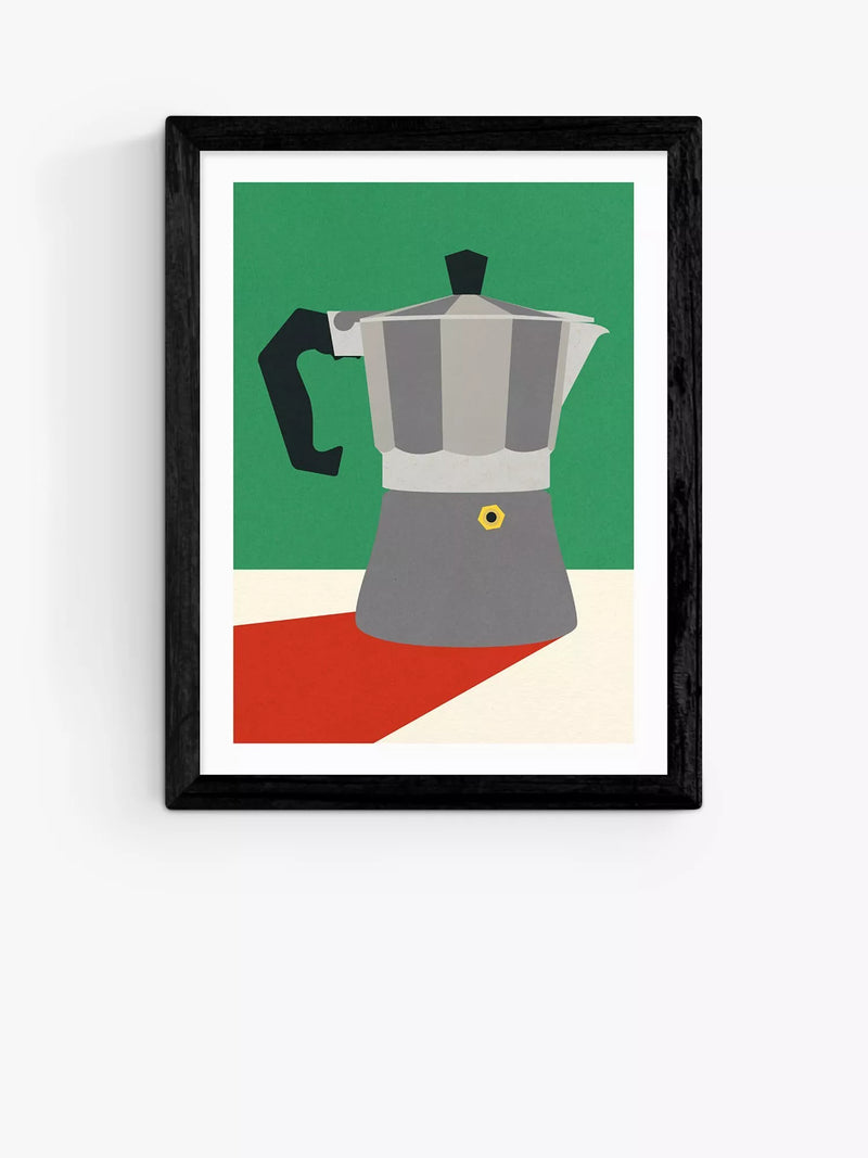 EAST END PRINTS espresso coffee maker framed print 25x30cm (British brand)
