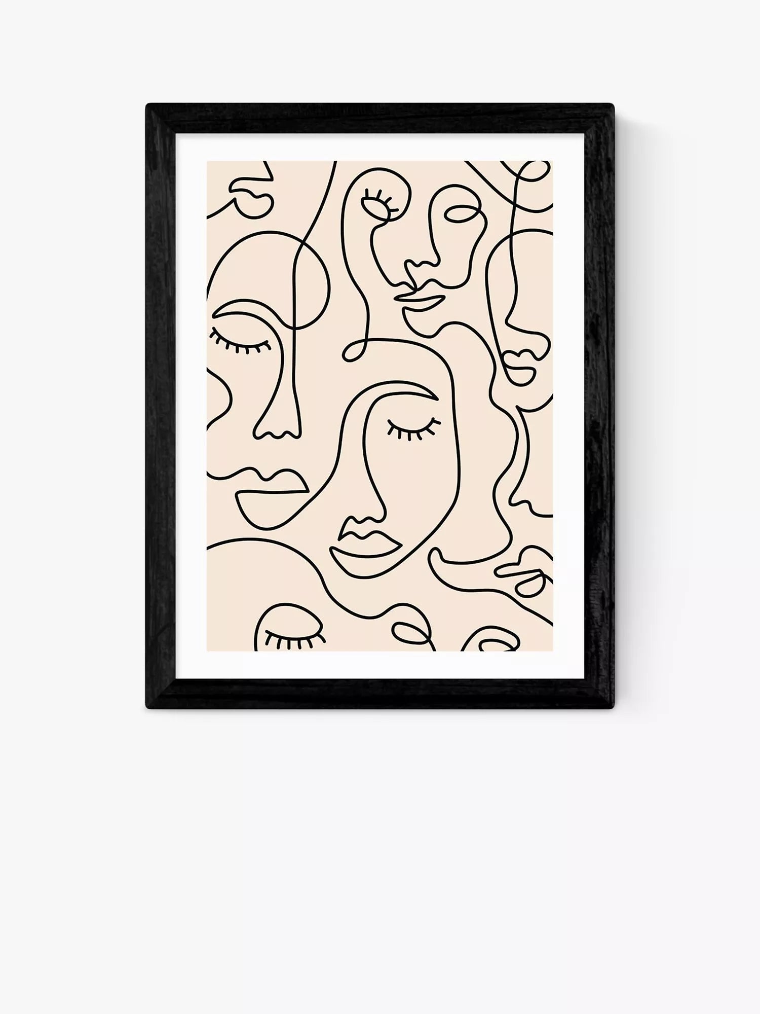 EAST END PRINTS Sundry Society 'Single Line Faces' Framed Art Print 25x30cm