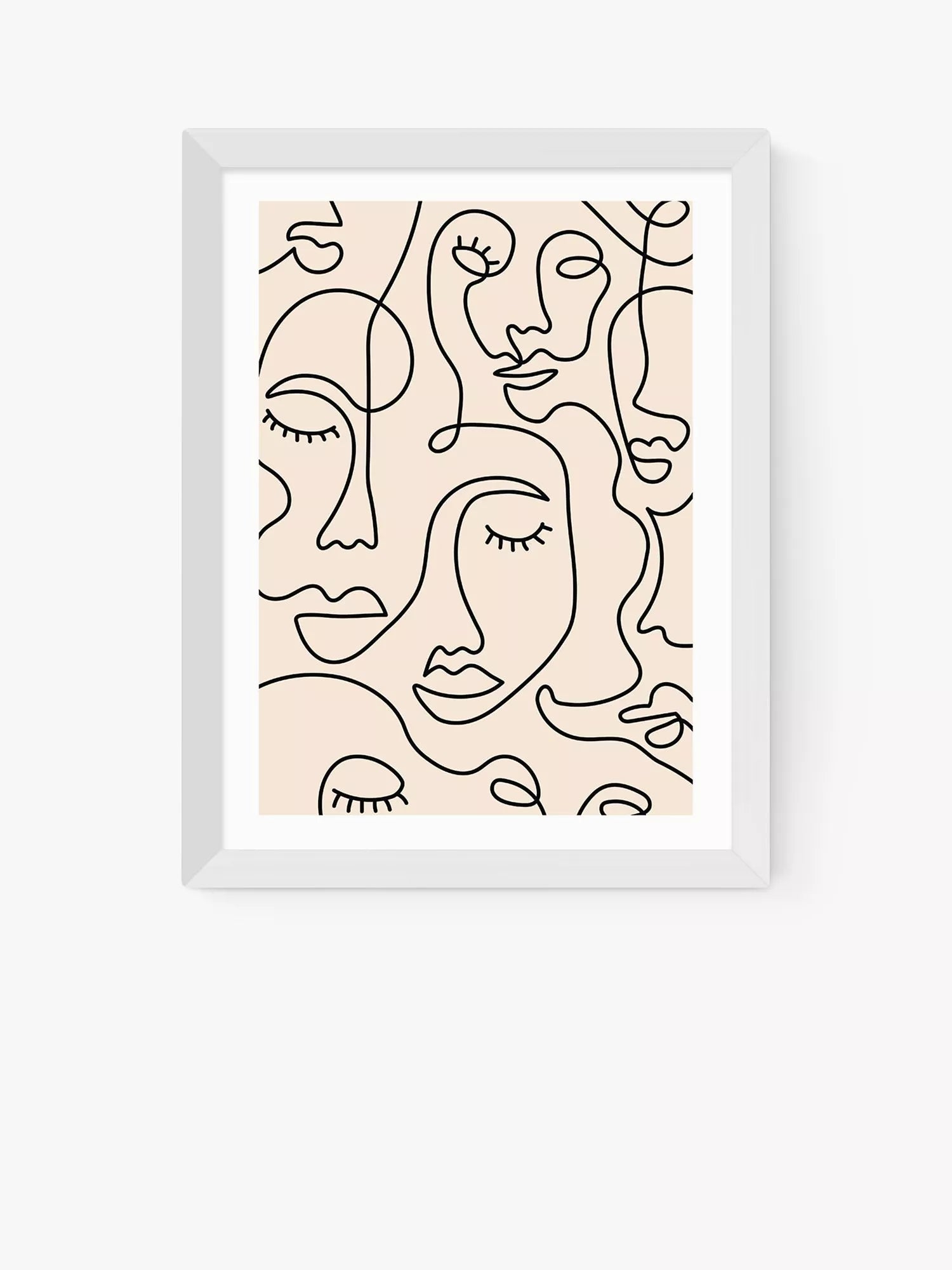 EAST END PRINTS Sundry Society 'Single Line Faces' Framed Art Print 25x30cm