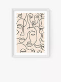 EAST END PRINTS Sundry Society 'Single Line Faces' Framed Art Print 25x30cm