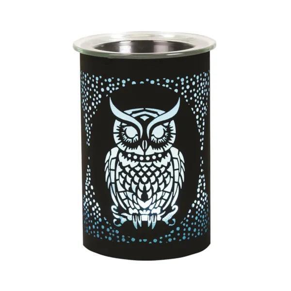Aroma black electric wax melter 12cm with owl design, UK version