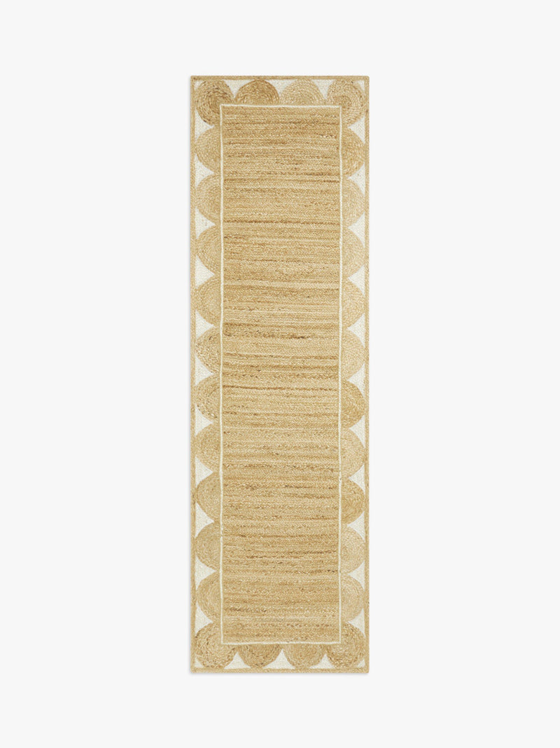 John Lewis hand loomed scalloped jute rug 240x70cm - British product