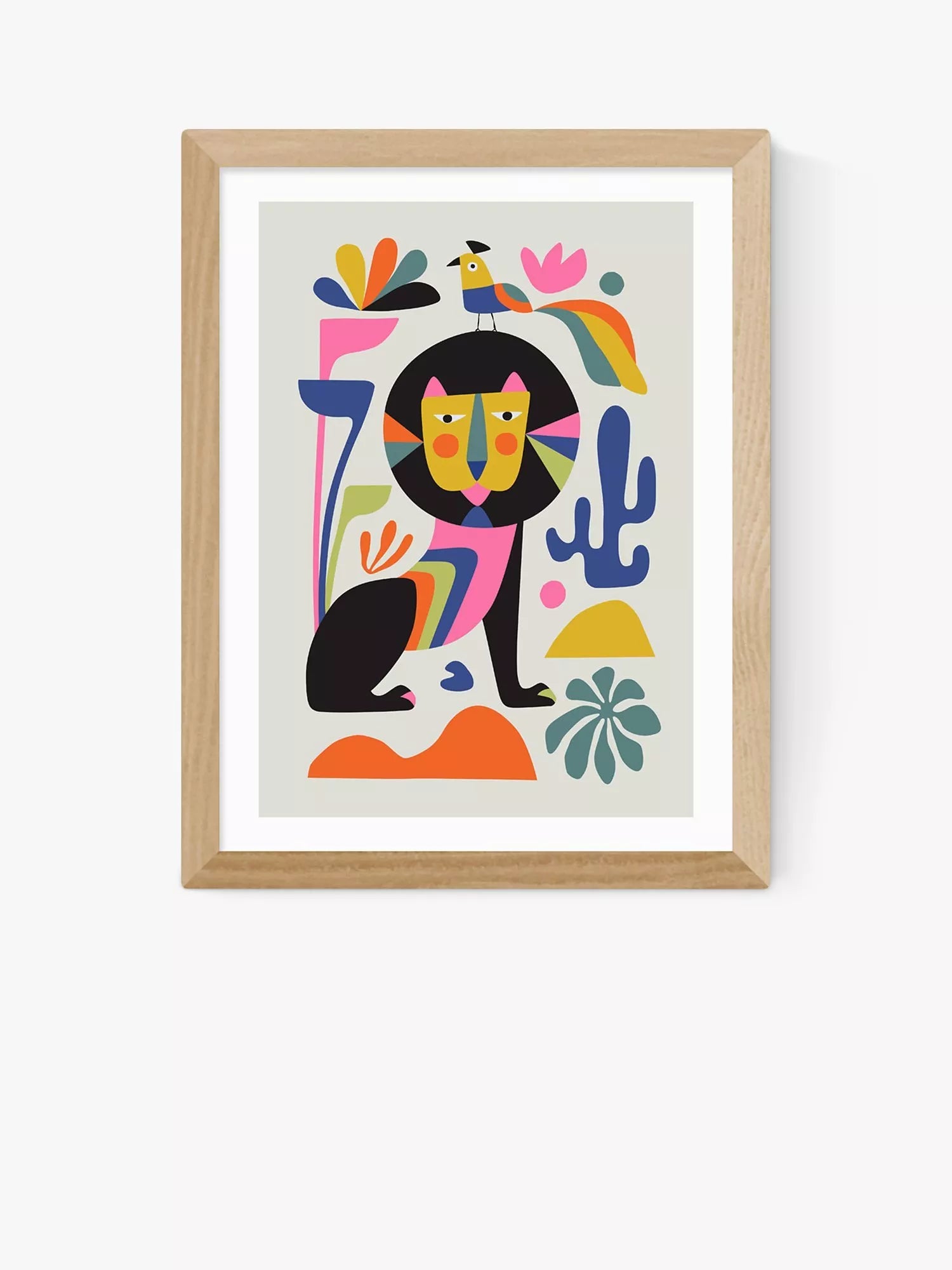 EAST END PRINTS Rachel Lee Black Lion Framed Print 30x40cm