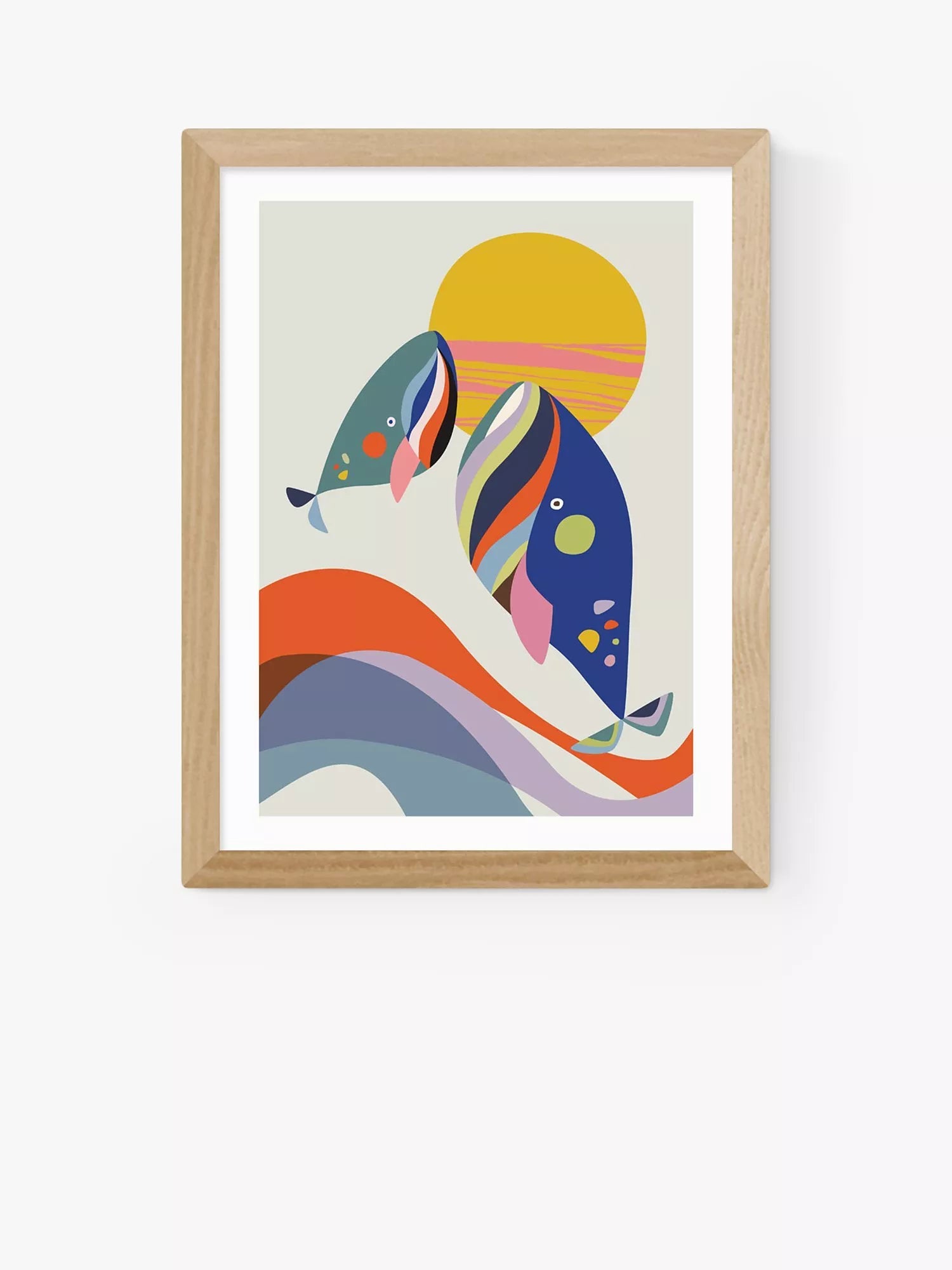 East End Prints Rachel Lee 'Whales' Framed Print 30x40cm