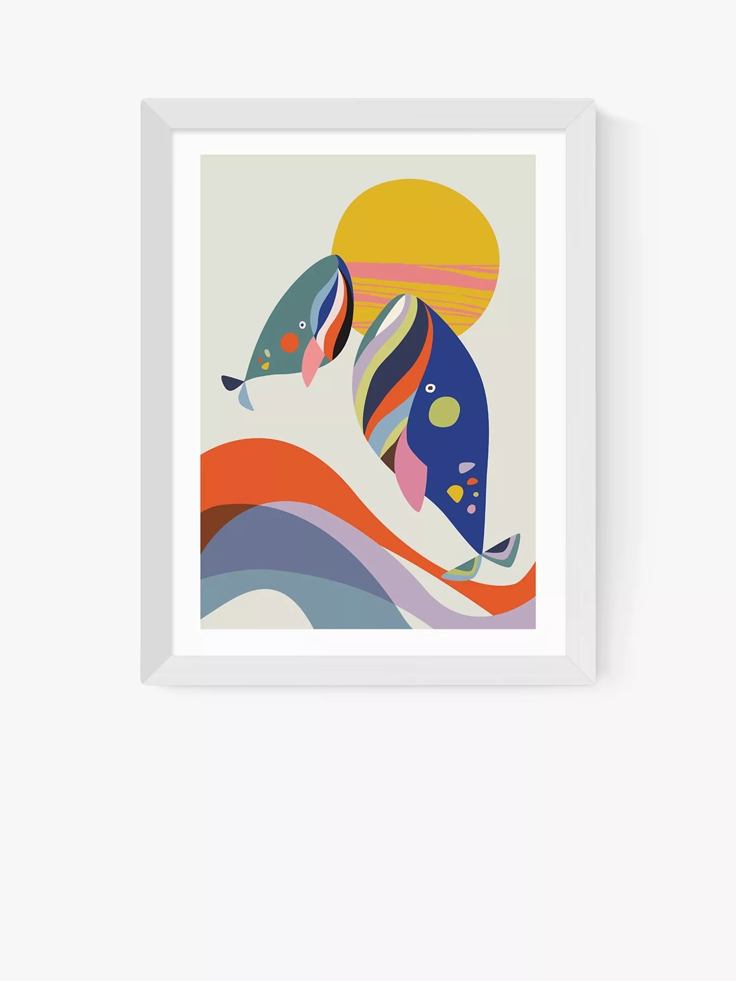 East End Prints Rachel Lee 'Whales' Framed Print 30x40cm