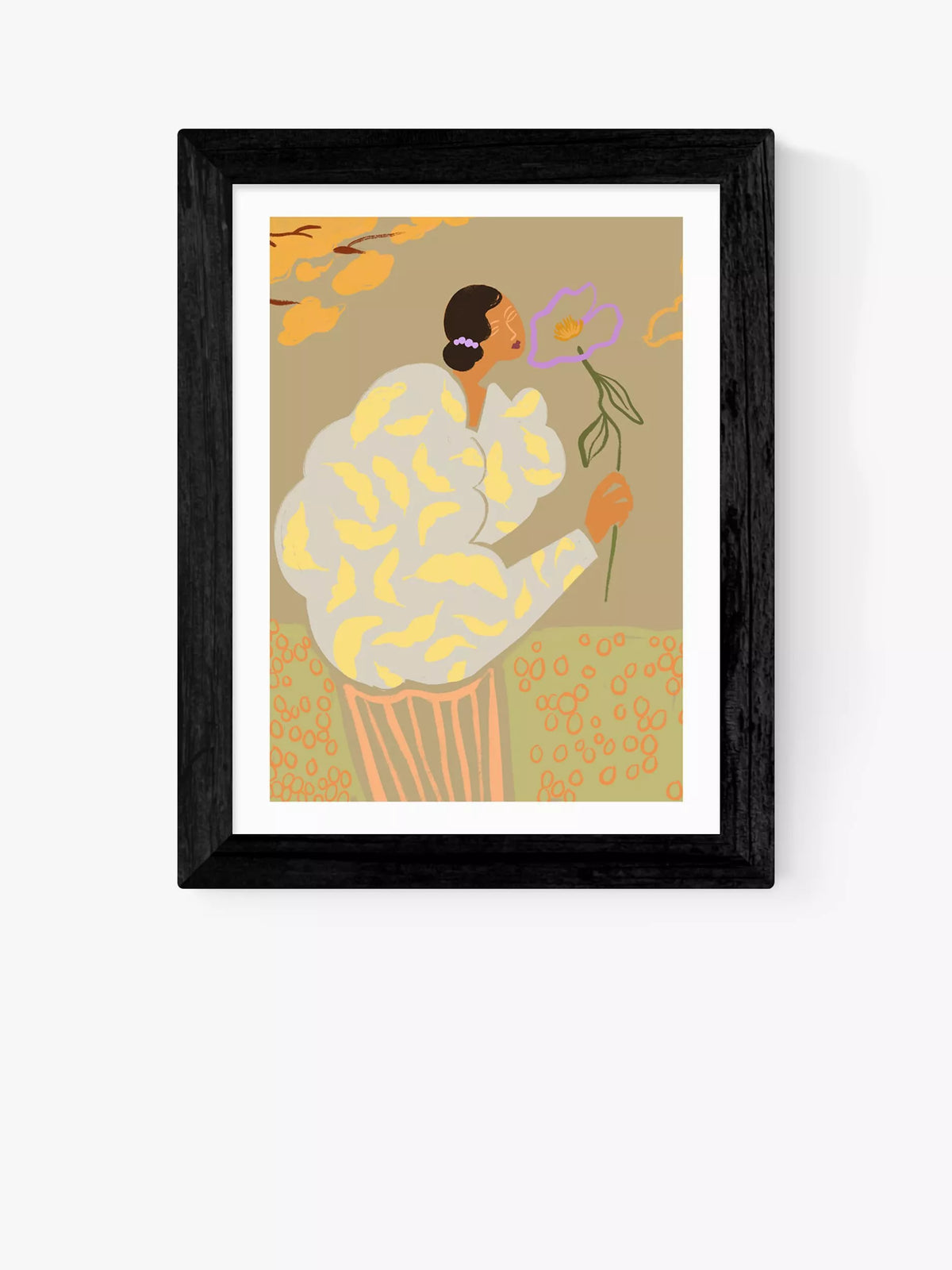 EAST END PRINTS Arty Guava Flourish framed print 25x30cm - British product