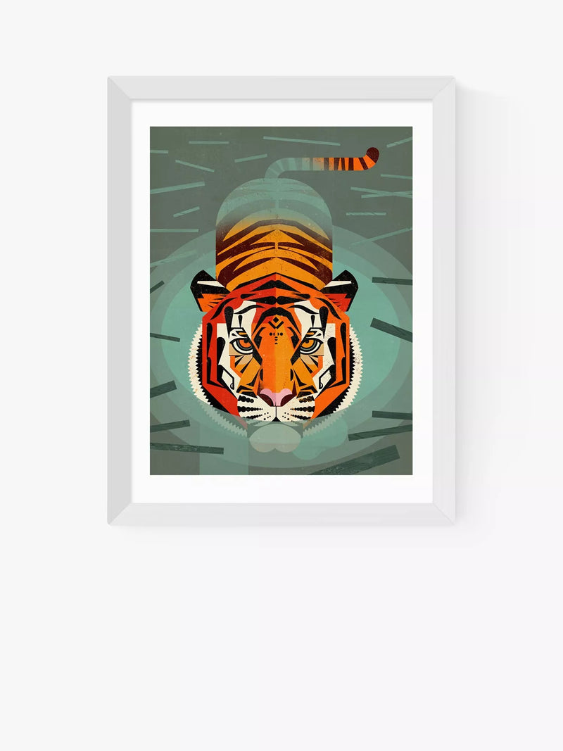 EAST END PRINTS Dieter Braun 'Swimming Tiger' Framed Print 30x40cm