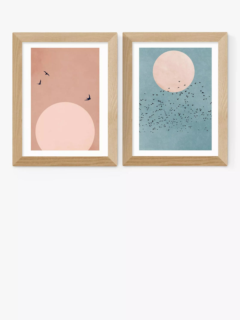 EAST END PRINTS Kubistika Fly Framed Print Set of 2 30x40cm