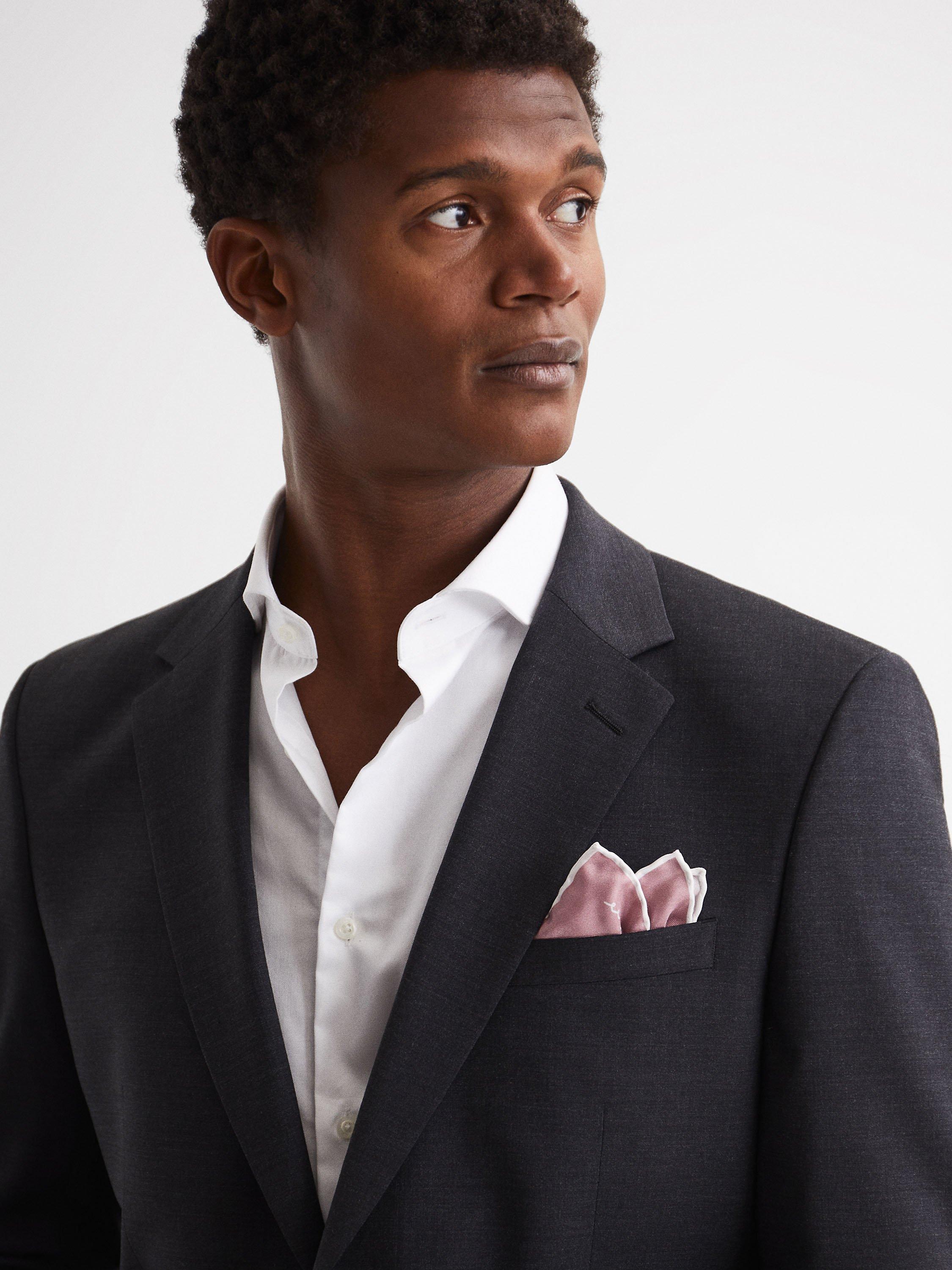 Reiss Ceremony silk pocket square, imported from the UK