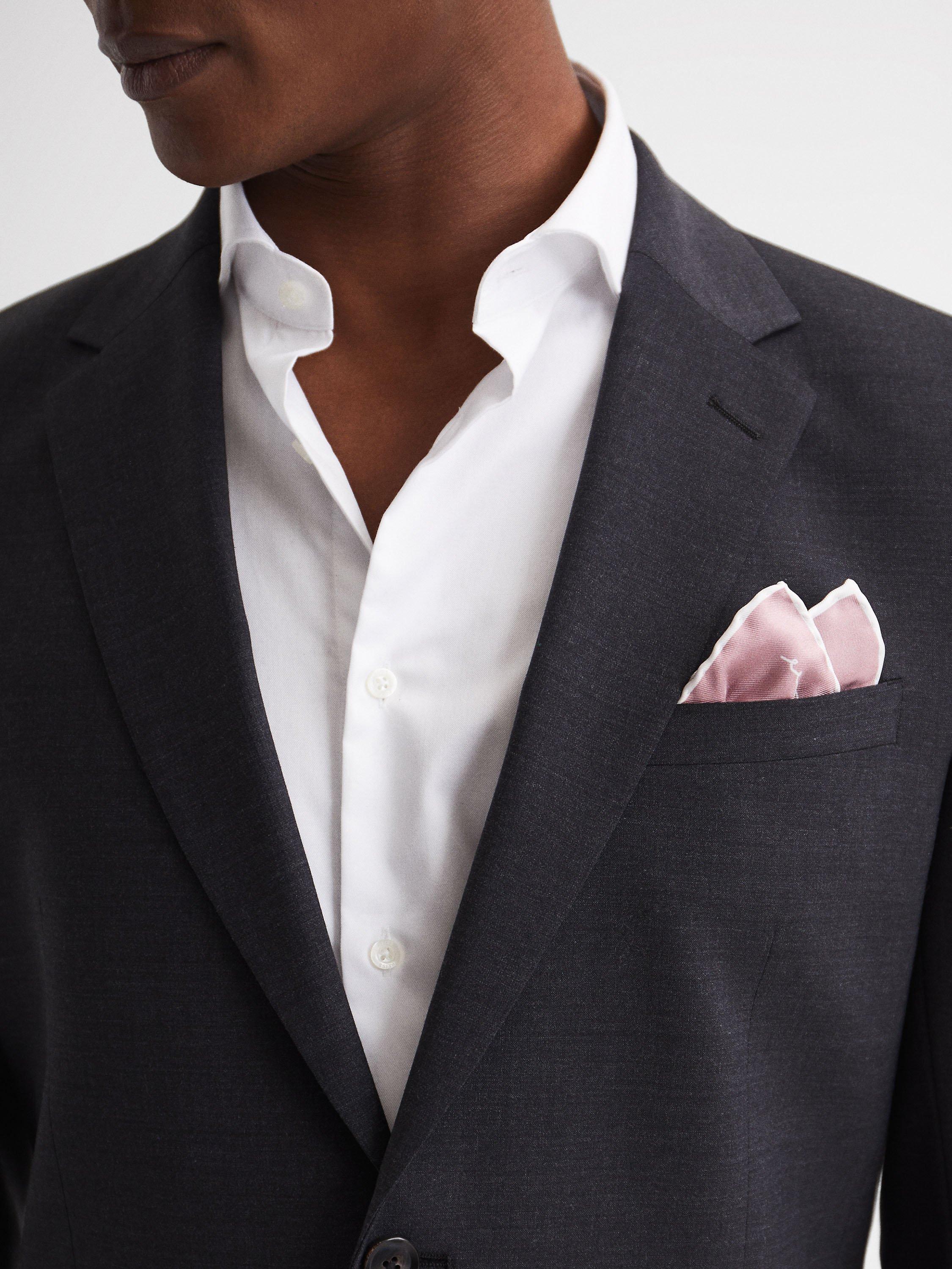 Reiss Ceremony silk pocket square, imported from the UK