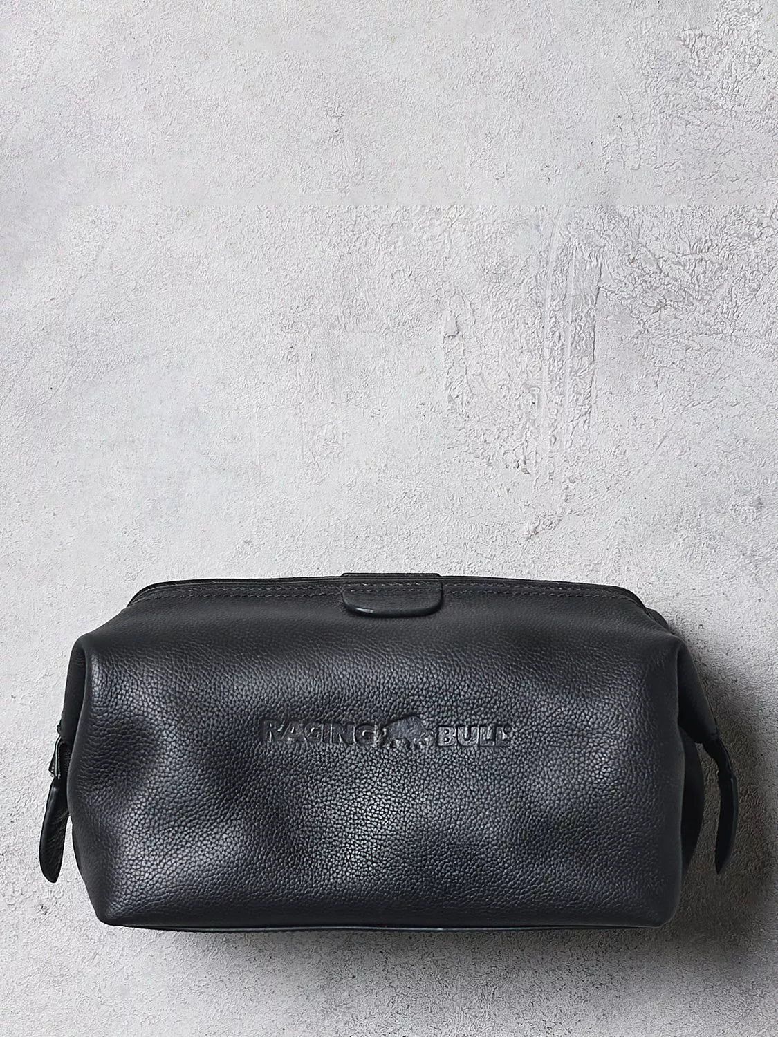 Raging Bull logo leather wash bag (British brand)