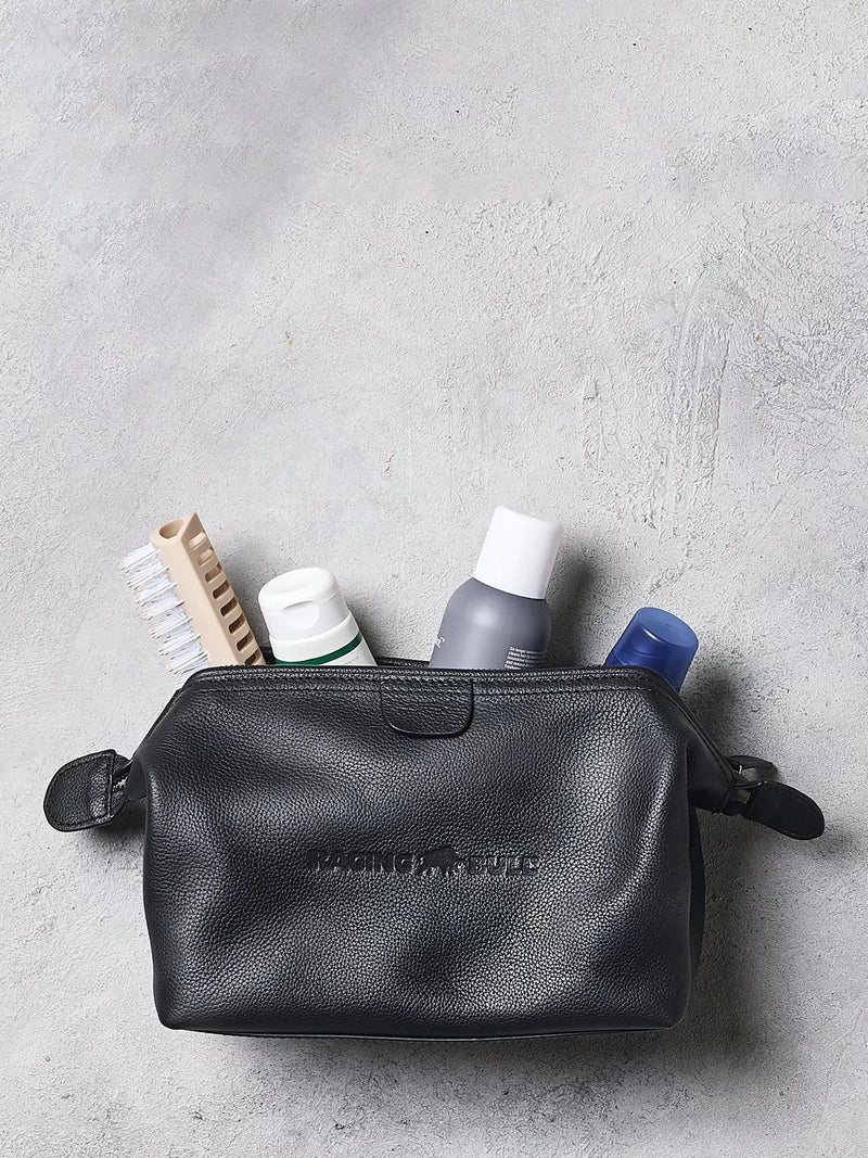 Raging Bull logo leather wash bag (British brand)