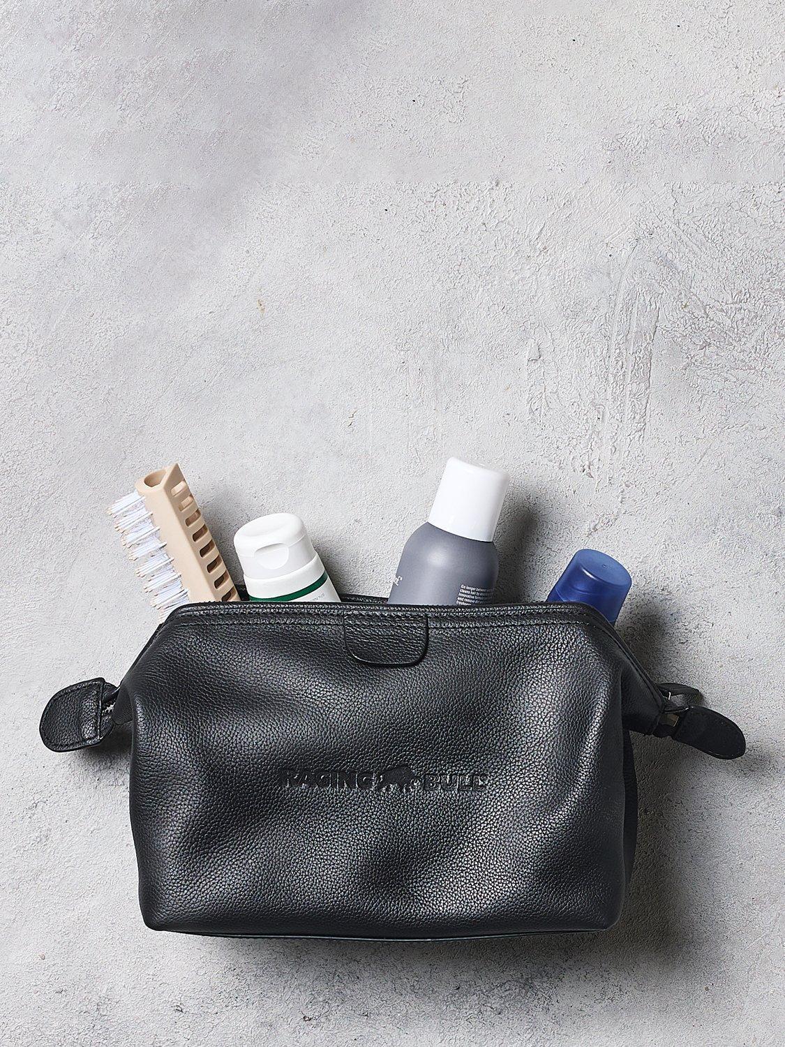 Raging Bull logo leather wash bag (British brand)