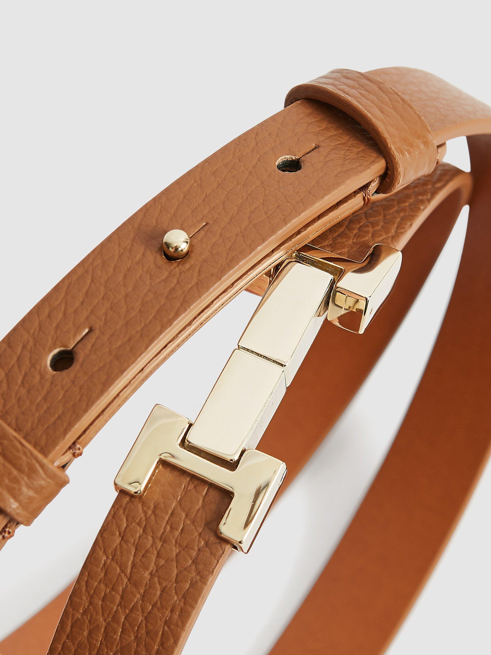 Reiss Hayley skinny leather belt 2cm width, UK version