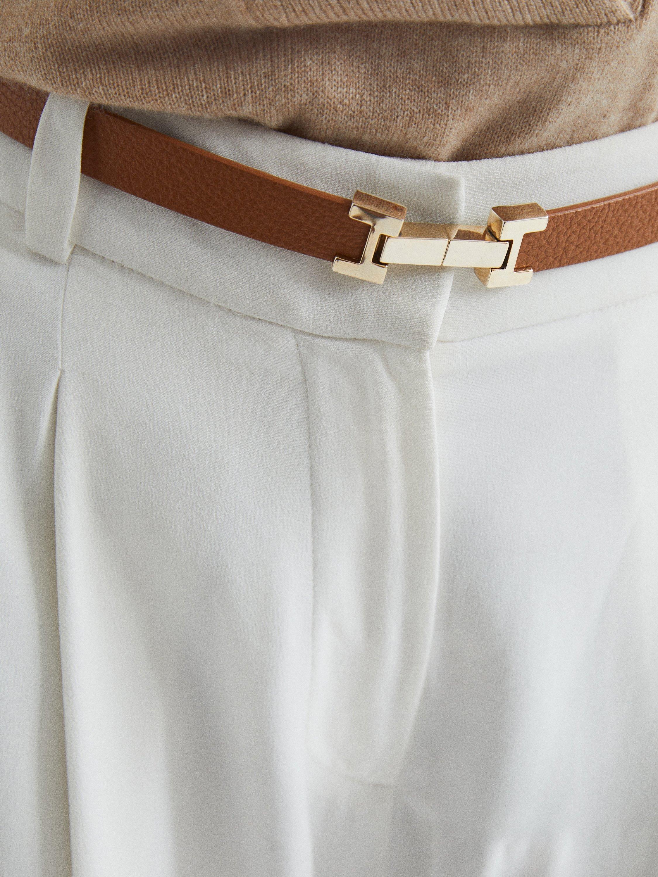 Reiss Hayley skinny leather belt 2cm width, UK version