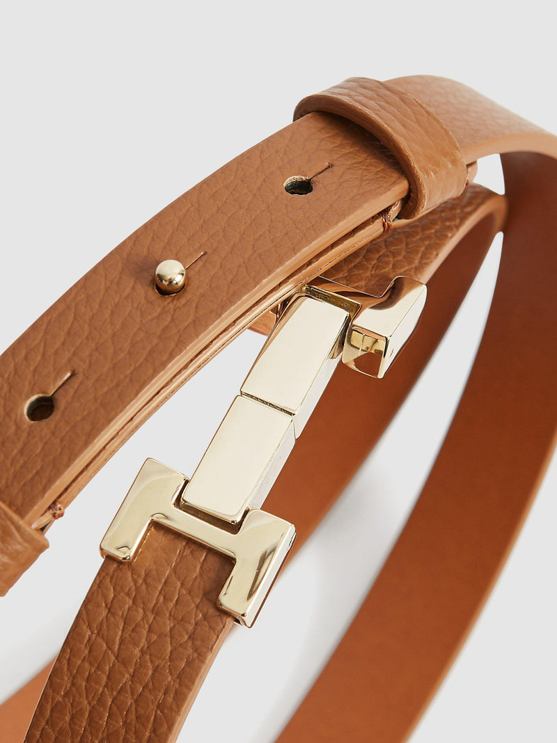Reiss Hayley skinny leather belt 2cm width, UK version