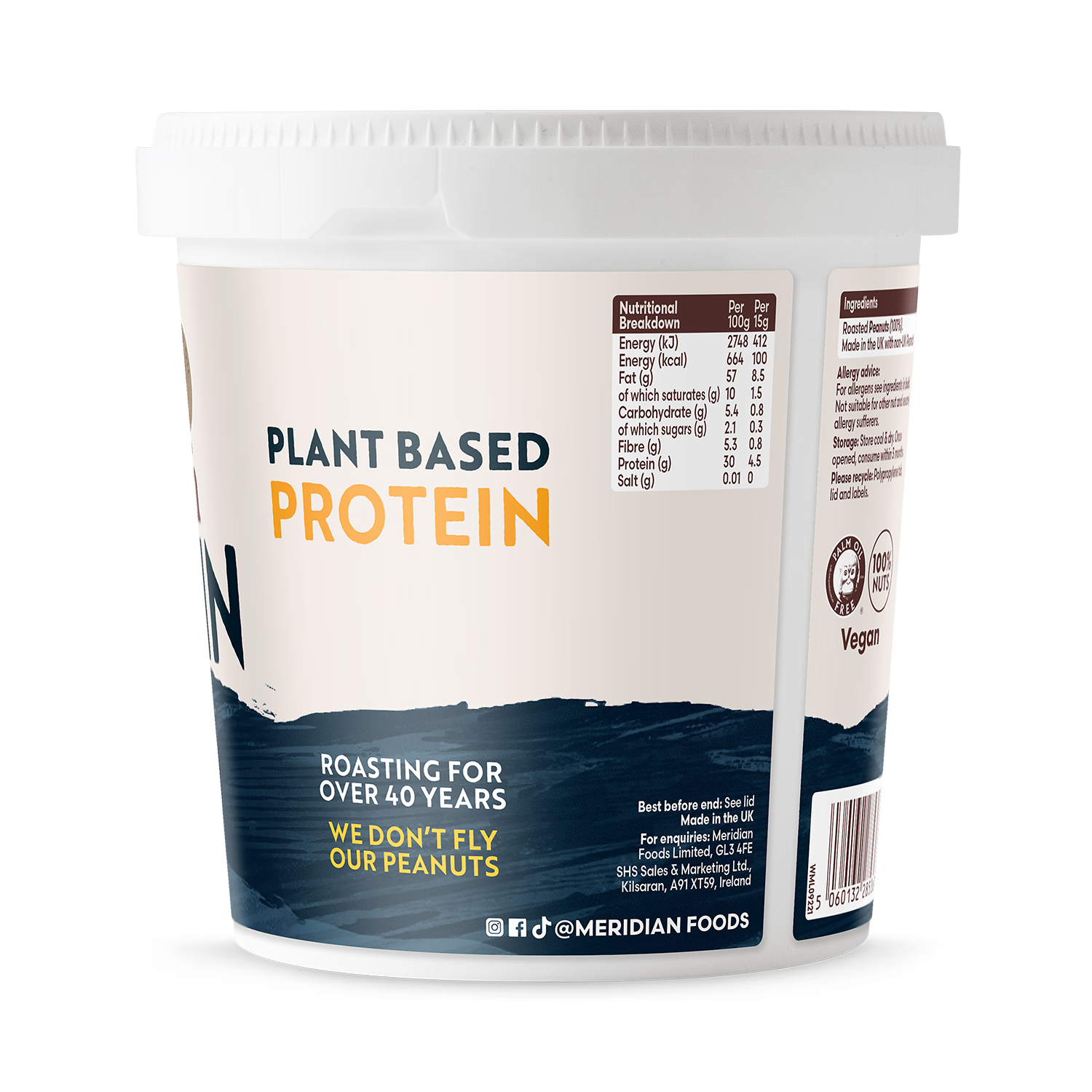 Meridian Protein Smooth Peanut Butter 700g, imported from the UK