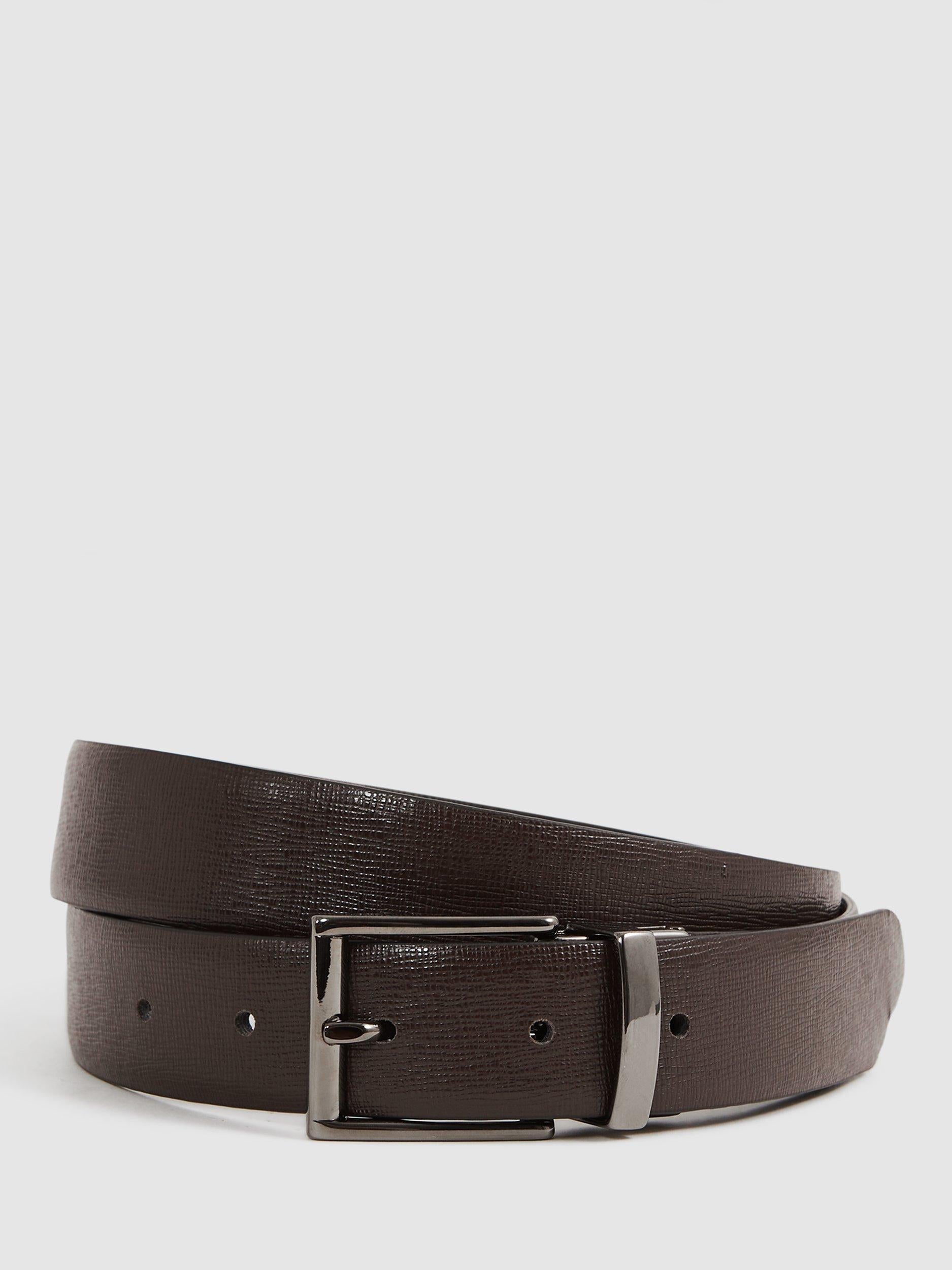 Reiss Ricky reversible leather belt black brown, UK version