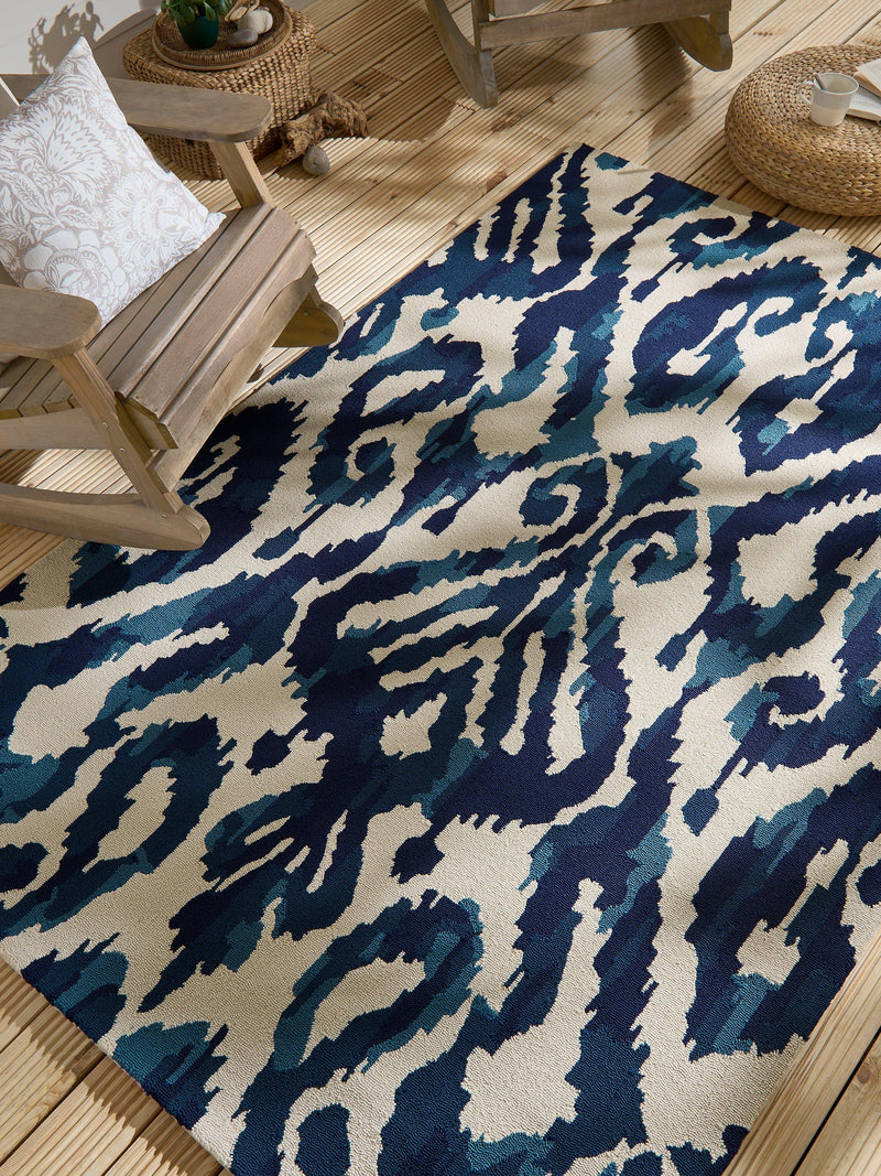 Sanderson Kasuri blue indoor outdoor rug - British product
