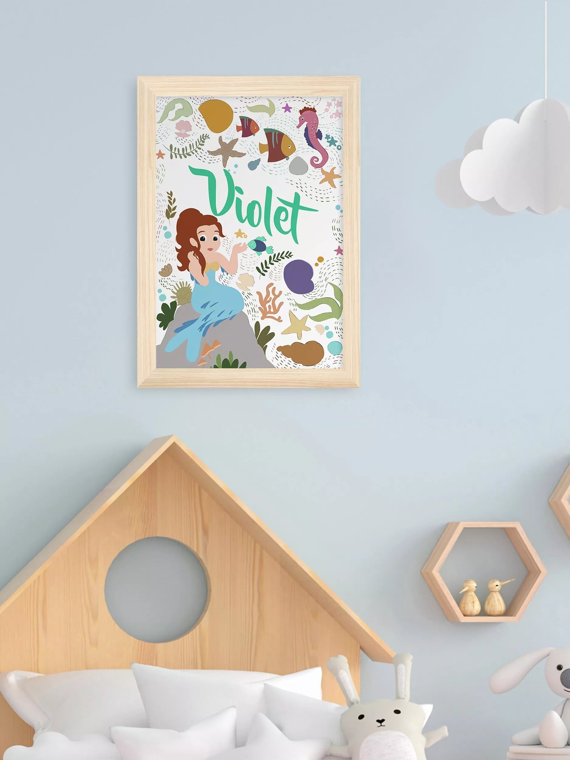 Treat Republic Personalised Mermaid Framed Print Small