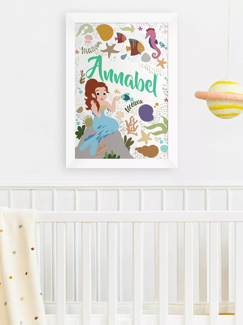 Treat Republic personalised mermaid framed print - British product
