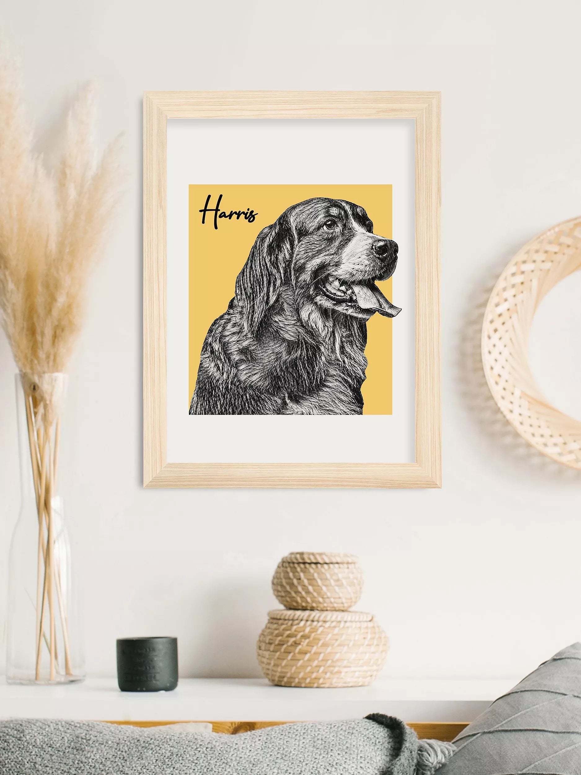 Treat Republic Personalised Sketched Pet Framed Print