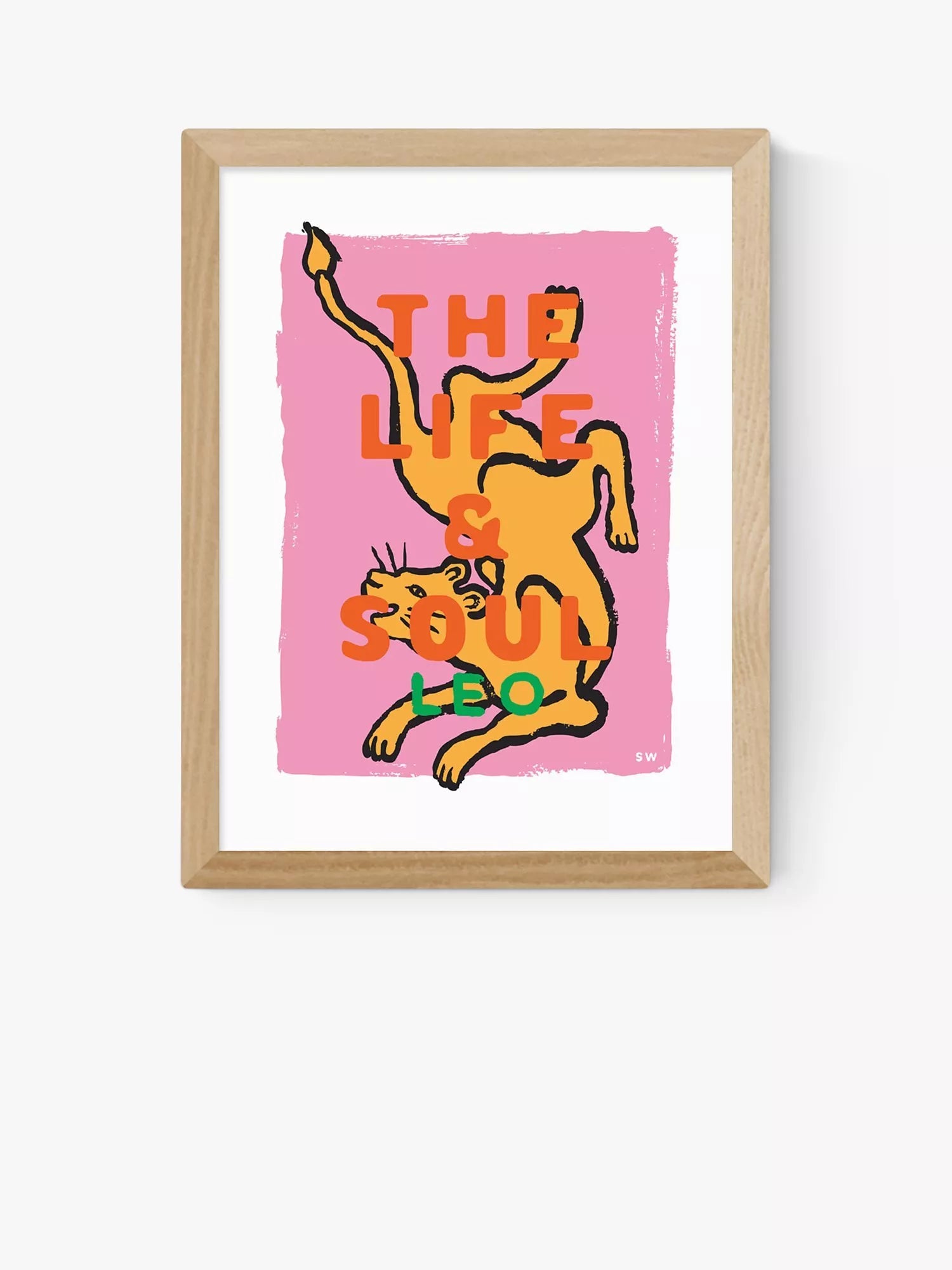 EAST END PRINTS Sophie Ward 'Leo The Life and Soul' Framed Print, 30x40cm
