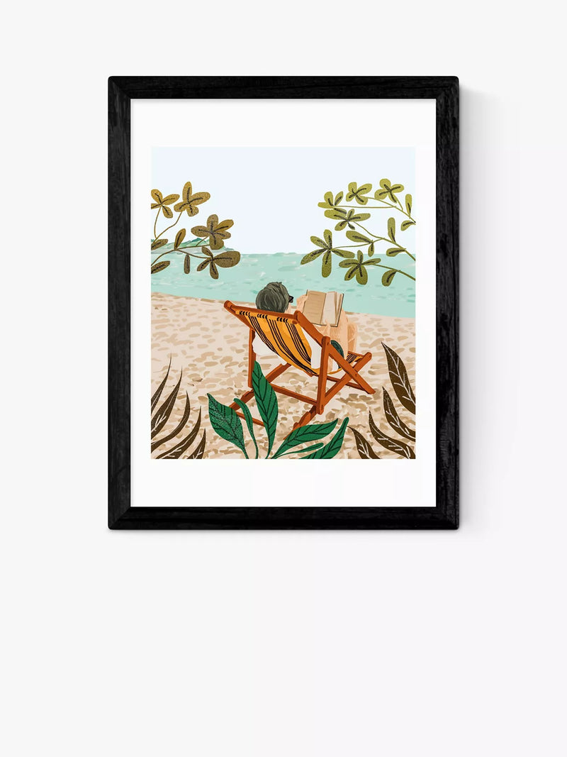EAST END PRINTS 83 Oranges 'Vacay Book Club' Framed Print 30x40cm