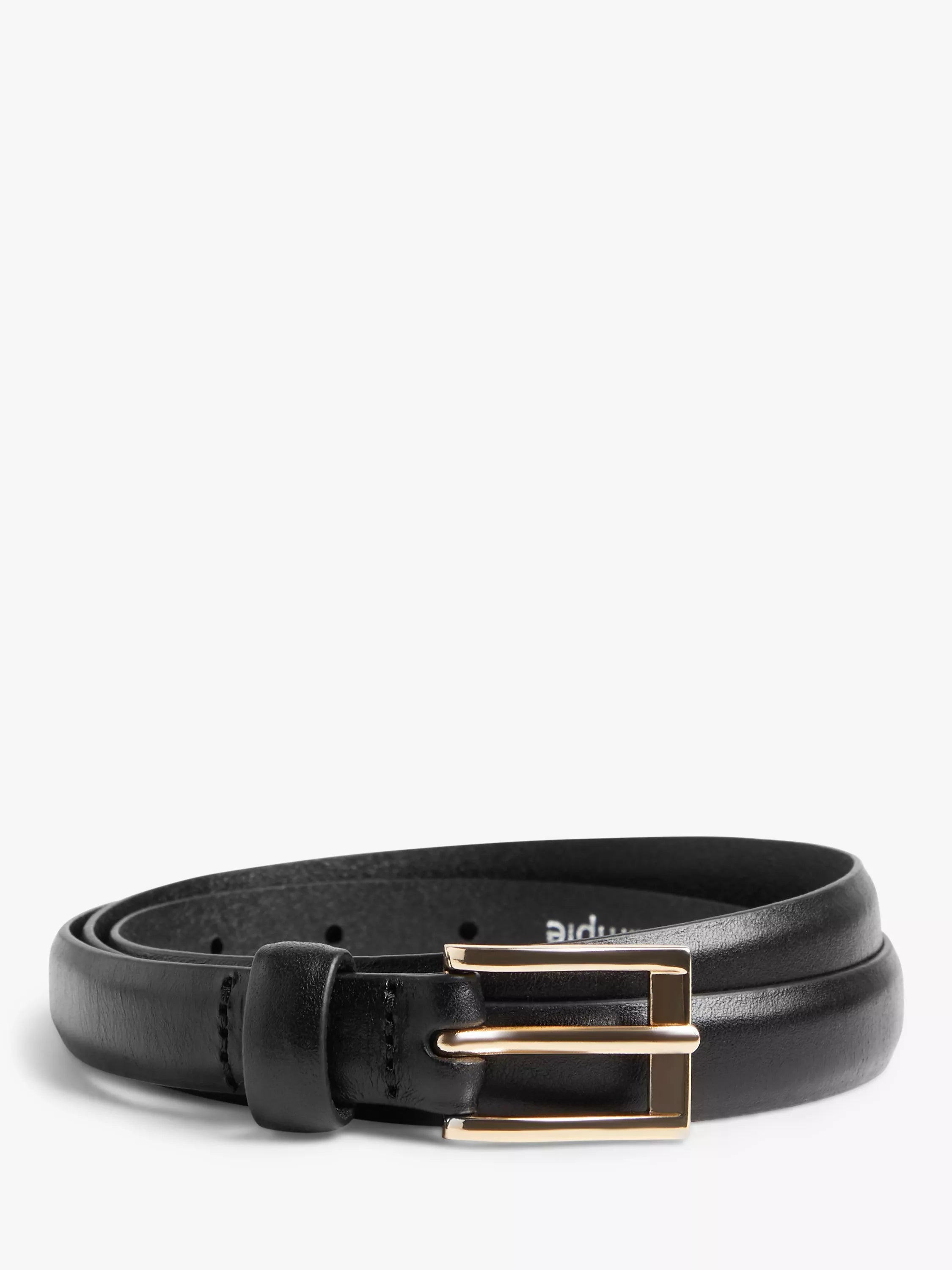 John Lewis black leather narrow belt square buckle UK version