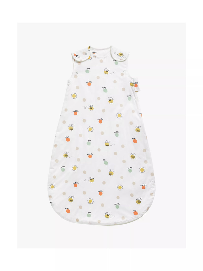 John Lewis bee and sun print baby sleeping bag 1 tog white multi, UK version