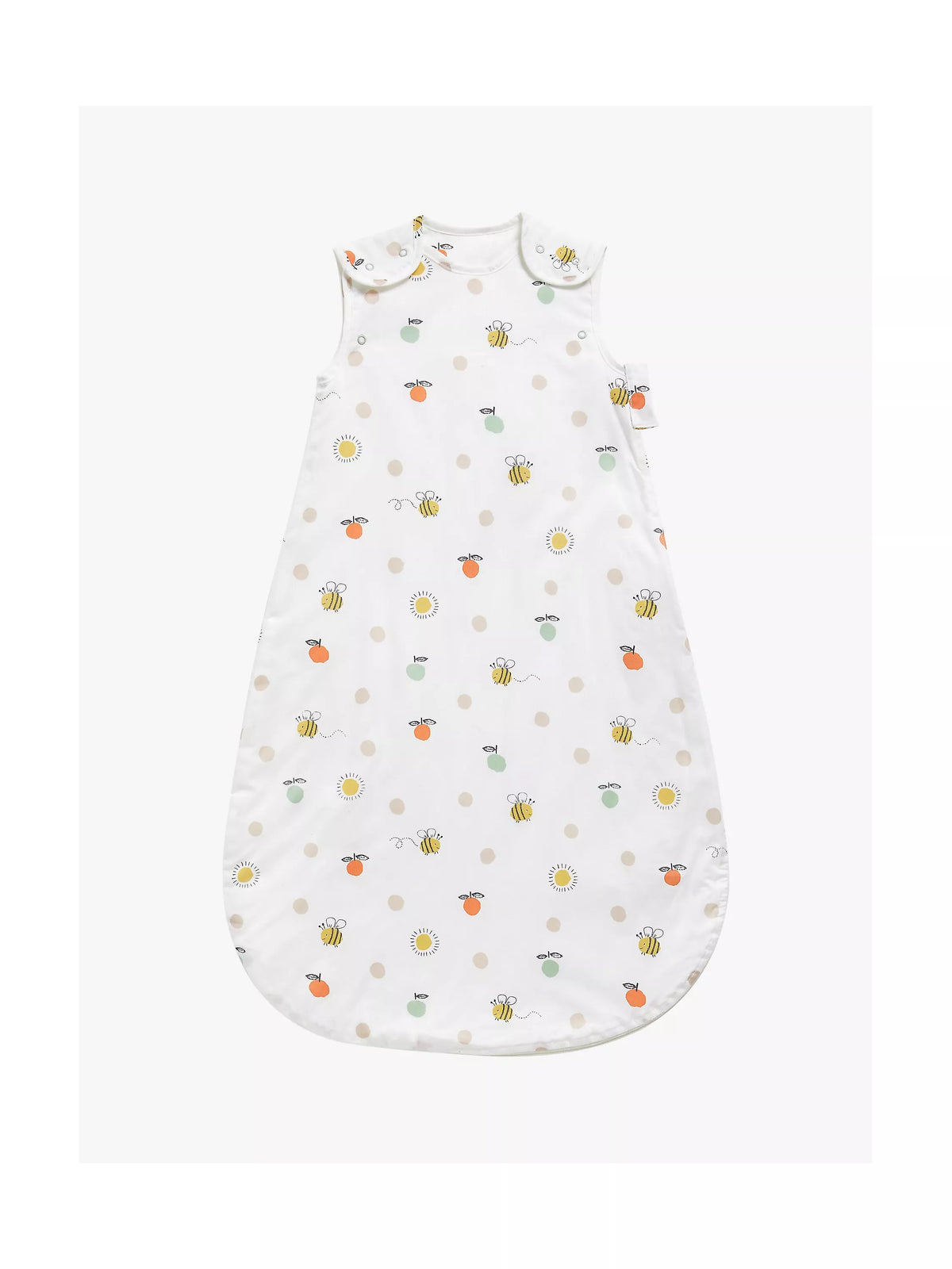 John Lewis bee and sun print baby sleeping bag 1 tog white multi, UK version
