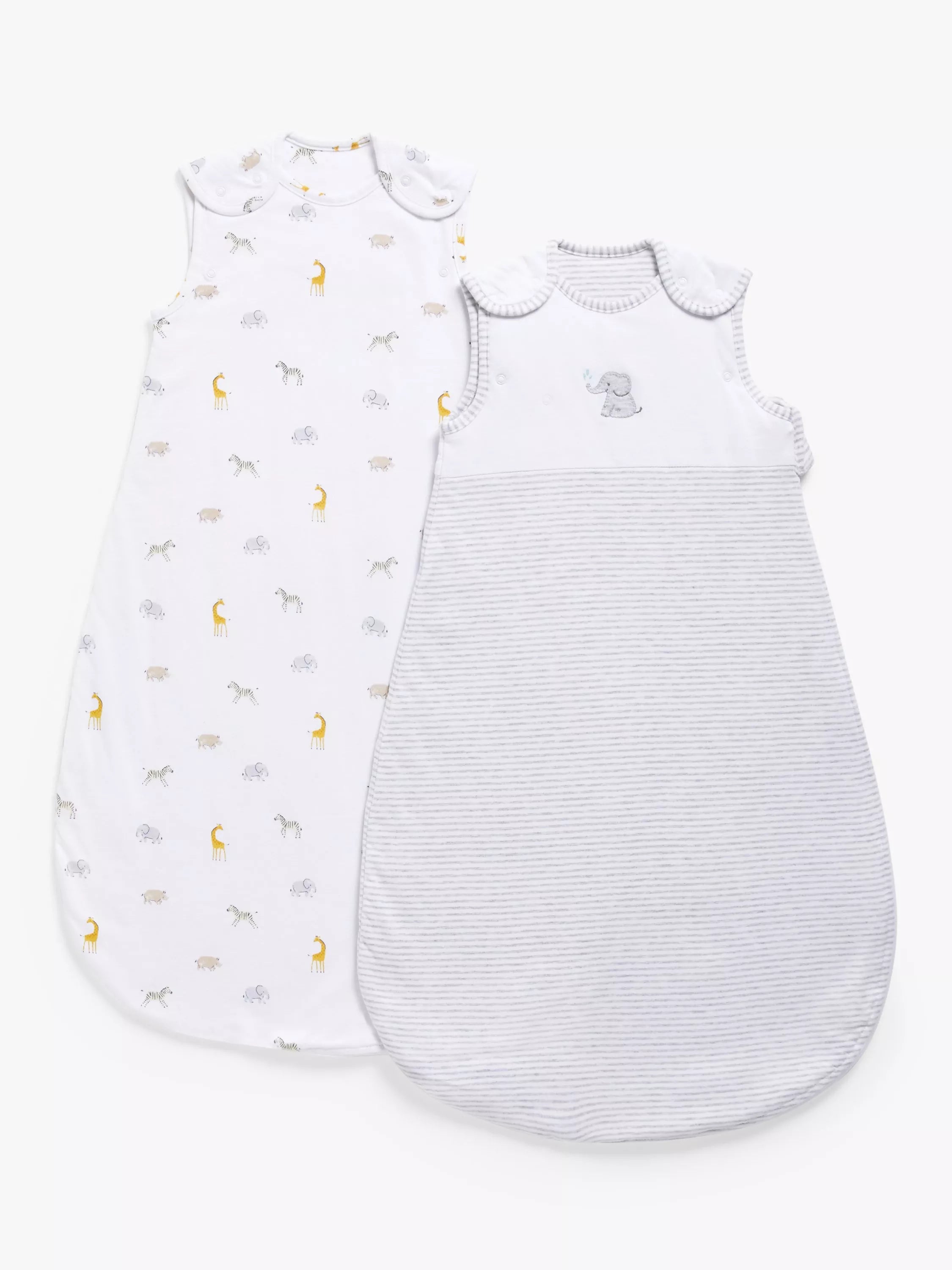 John Lewis Safari Print Sleeping Bag, 1-2.5 Tog, Pack of 2, Grey/Multi