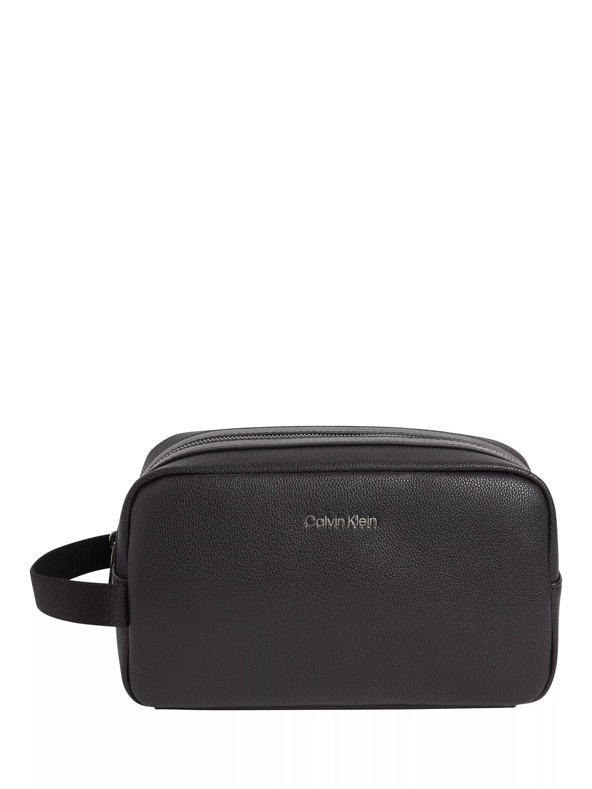 Calvin Klein durable faux leather wash bag in black - British product