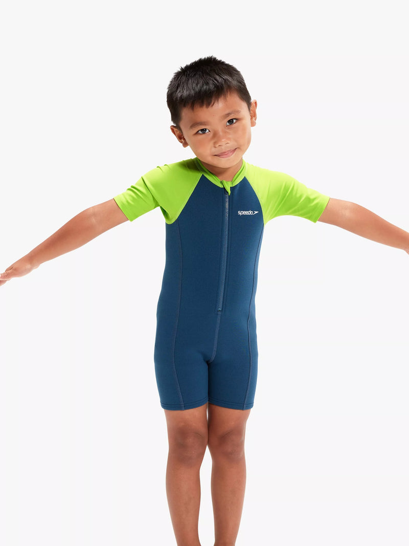 Speedo kids shortie wetsuit blue green neoprene - British brand