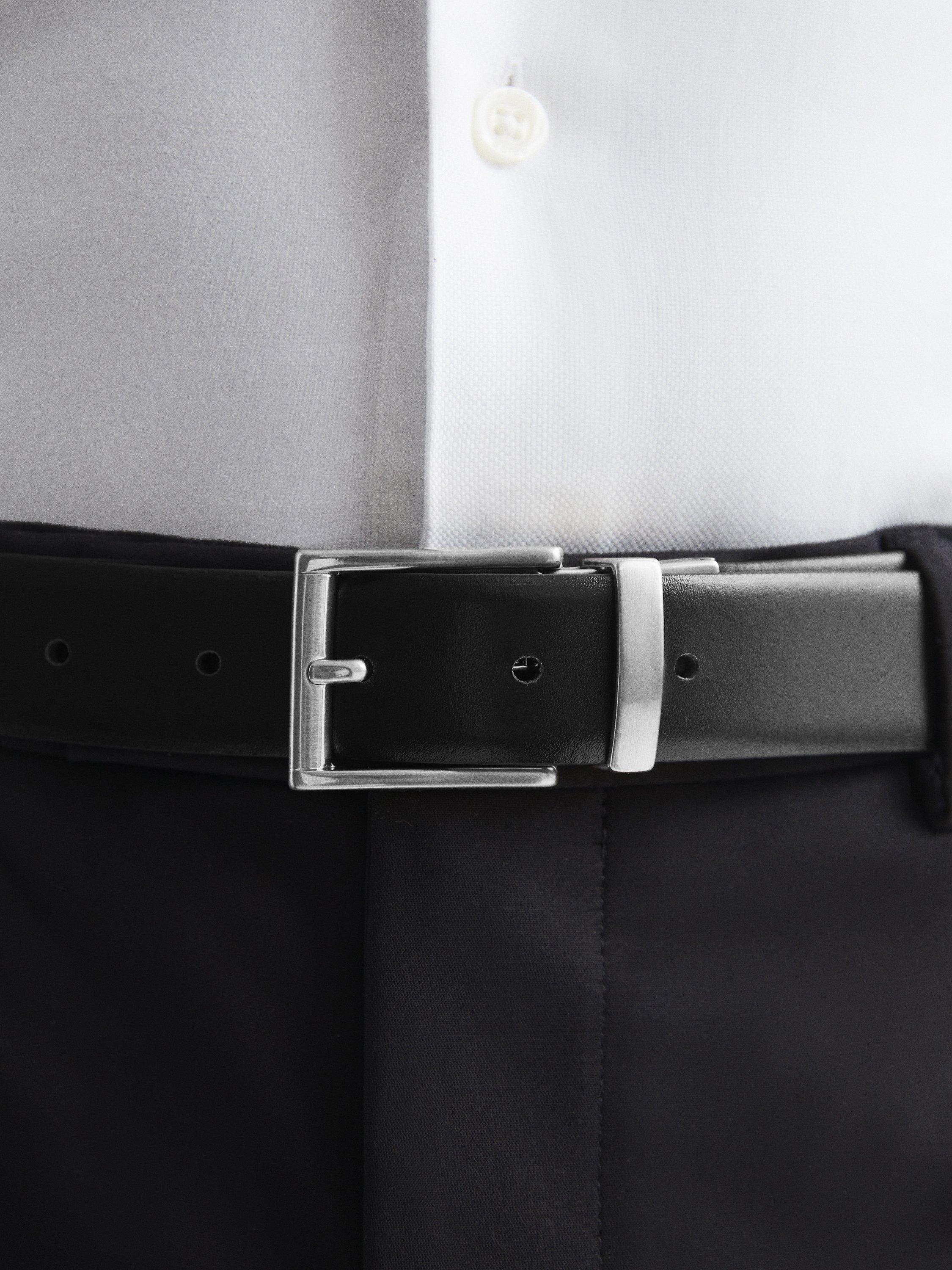 Reiss Ricky reversible saffiano leather belt, UK version
