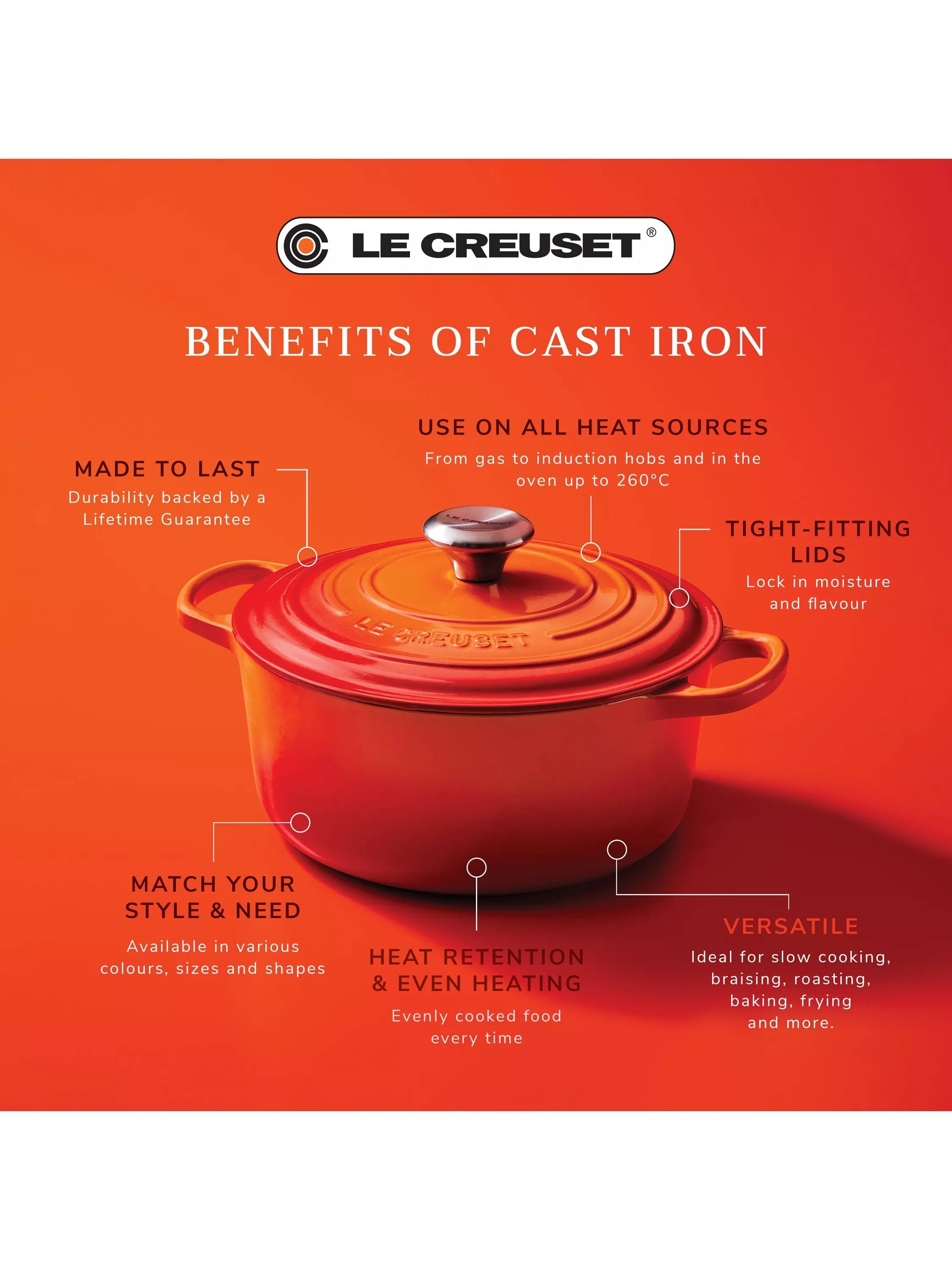 Le Creuset Signature Round Cast Iron Casserole Dish, UK version