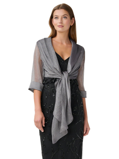 Schal aus metallisch geknittertem Organza, silber