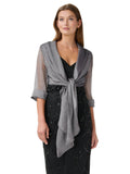 Metallic Crinkle Organza Shawl Silver
