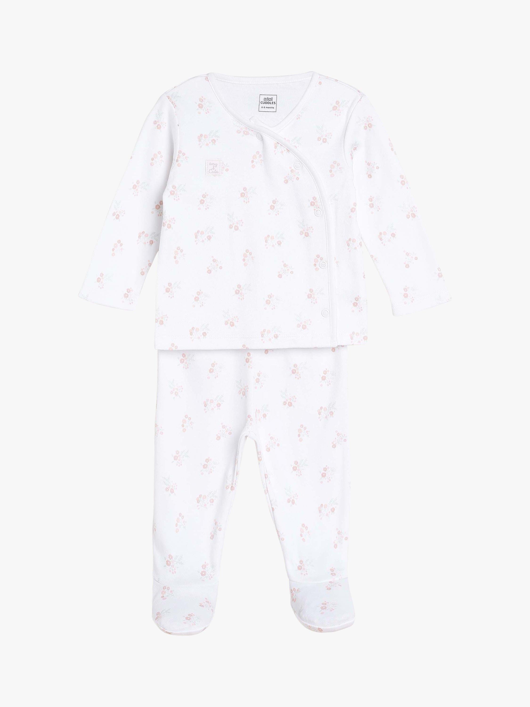 Mini Cuddles baby floral sleepsuits hat gloves set (British brand)