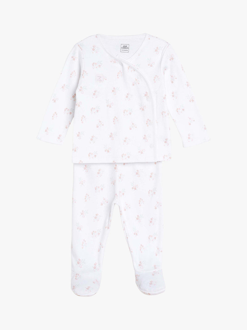 Mini Cuddles baby floral sleepsuits hat gloves set (British brand)