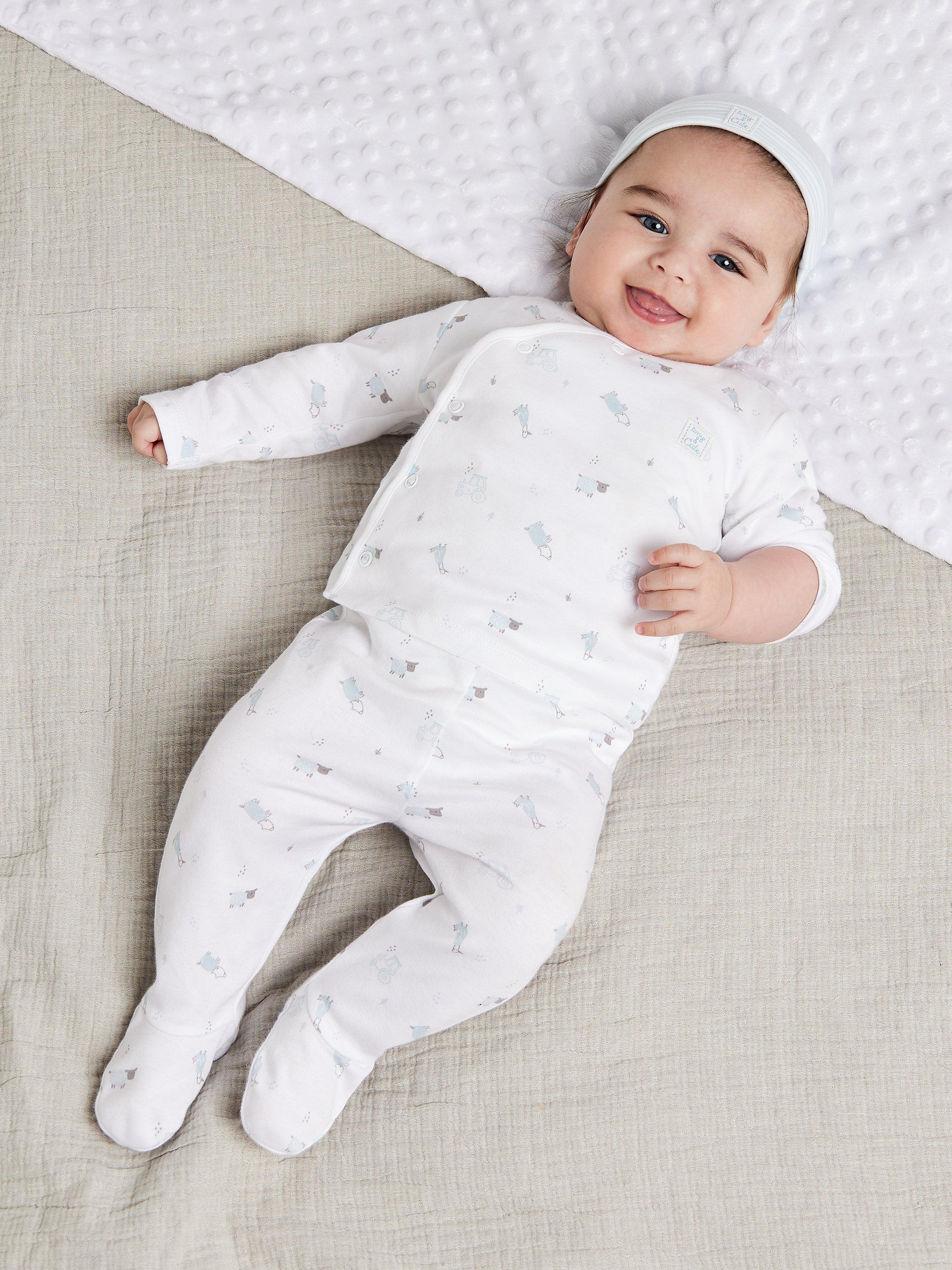 Mini Cuddles Sleepsuits Hat Gloves Set White, imported from the UK
