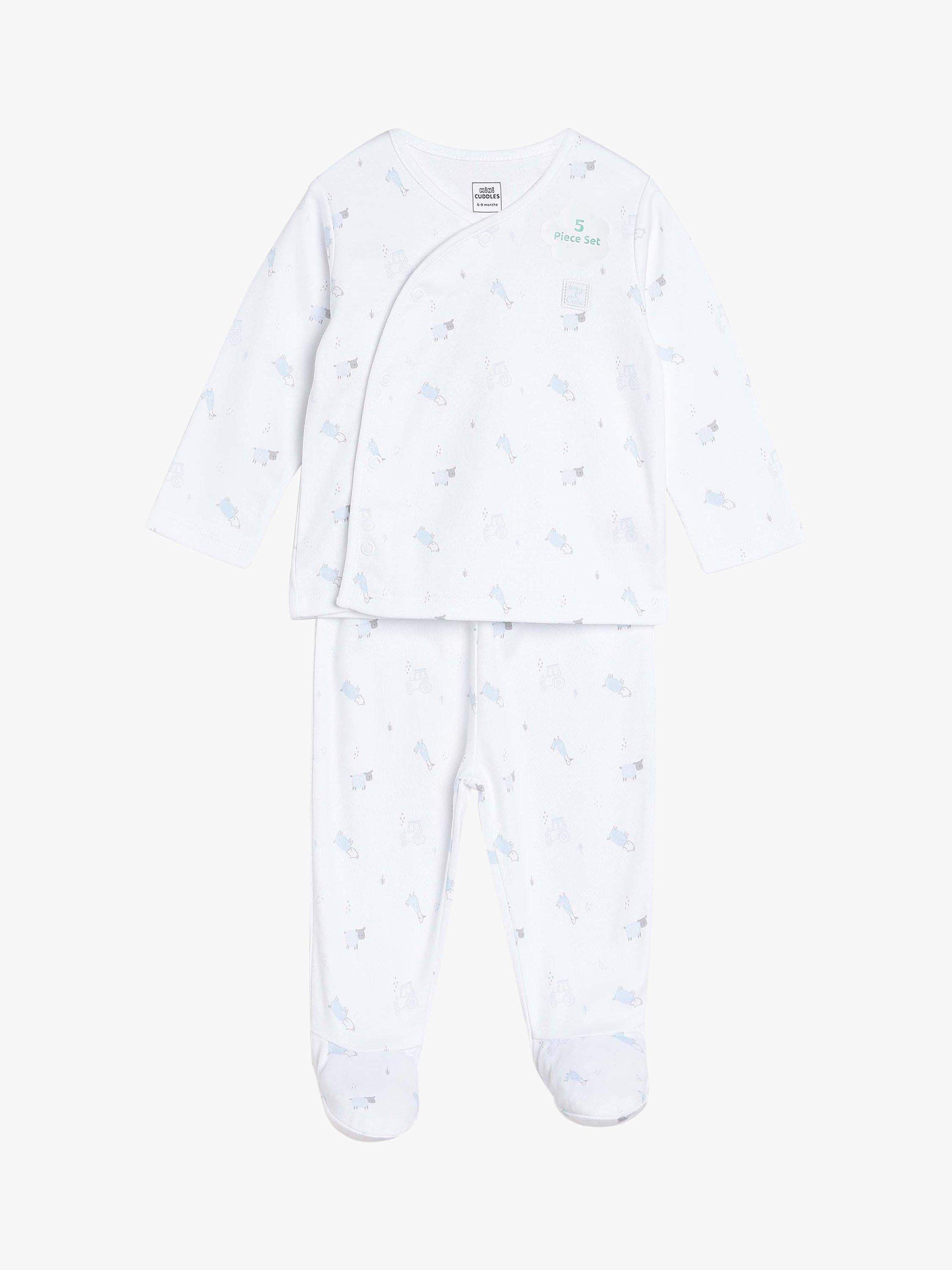 Mini Cuddles Sleepsuits Hat Gloves Set White, imported from the UK