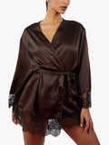 Wolf & Whistle Alaia Lace Trim Kimono Robe